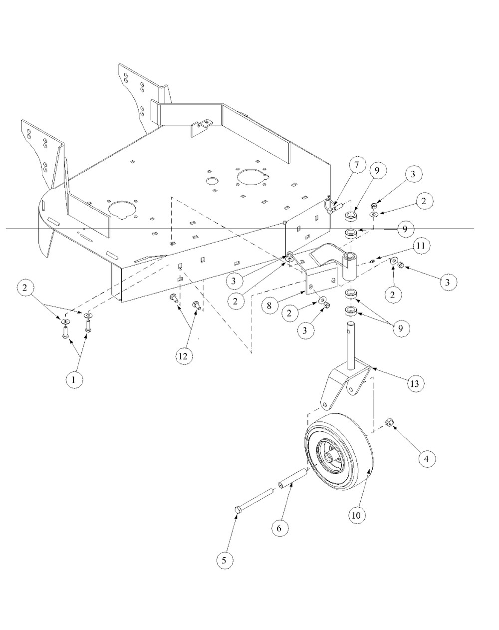 Caster Assembly Diagram and Parts List for G1548 55AE232S150-WAM Cub Cadet Lawn Mower